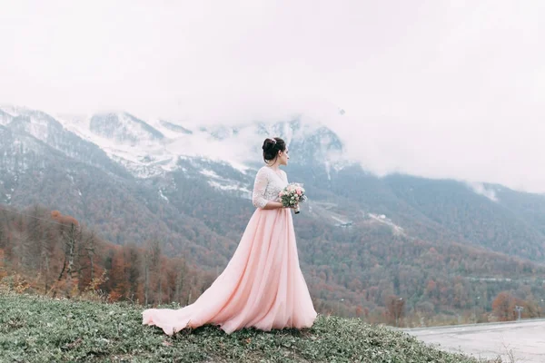 modern wedding in the mountains in Sochi and the sea, a wedding in a European style by ca