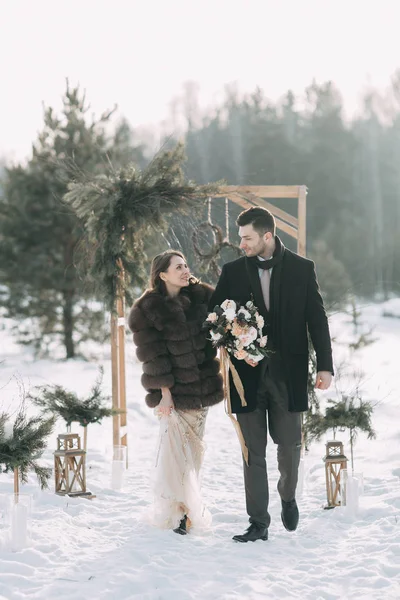 Sesión Fotos Boda Con Reno Estilo Escandinavo Europeo Estudio Aire —  Fotos de Stock