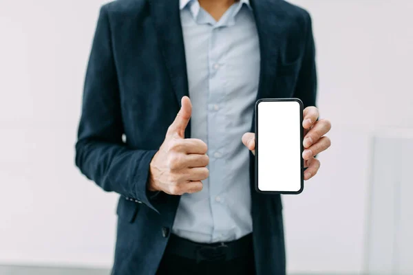 Negocio Blanco Para Diseñador Teléfono Con Una Pantalla Blanca Las —  Fotos de Stock