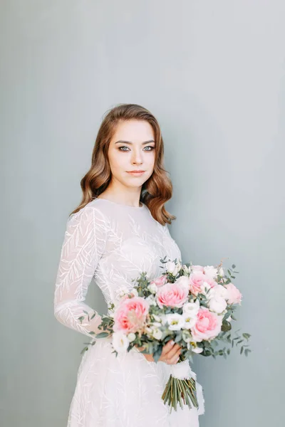 Stilvolle Hochzeit Europäischen Stil Porträt Der Braut Stil Der Bildenden — Stockfoto