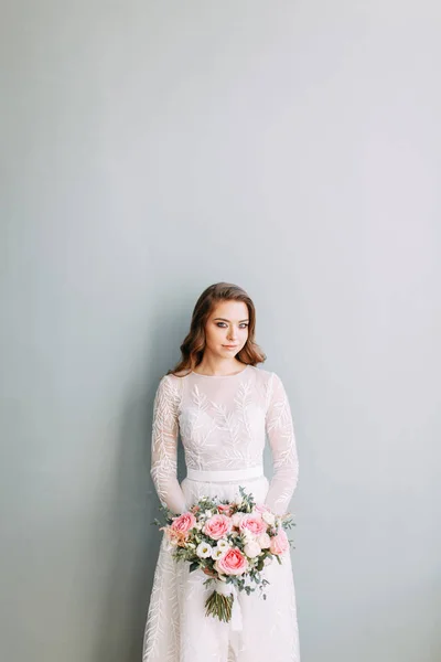 Casamento Elegante Estilo Europeu Retrato Noiva Estilo Arte Fina Vestido — Fotografia de Stock