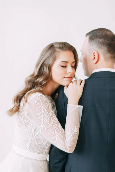 Cerimônia Elegante Estilo Europeu Belo Casal Interior Estúdio — Fotografia de Stock