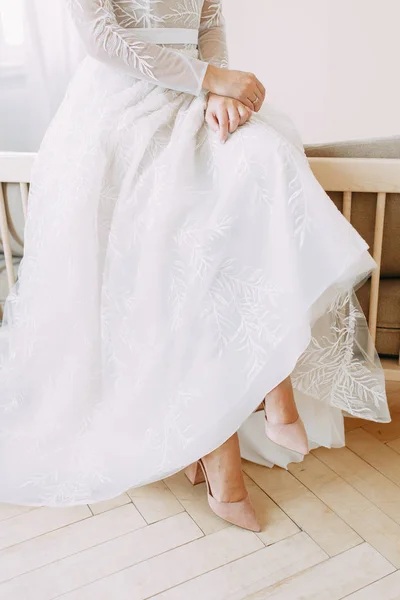 Stylisches Kleid Europäischen Stil Details Zum Brautkleid Dem Morgen Und — Stockfoto