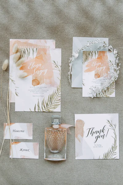 スタイリッシュな結婚式の詳細 印刷及び結婚式の招待 — ストック写真