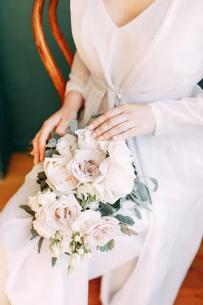 Printing Decor Wedding Flowers Modern Bridal Bouquet Hand — ストック写真