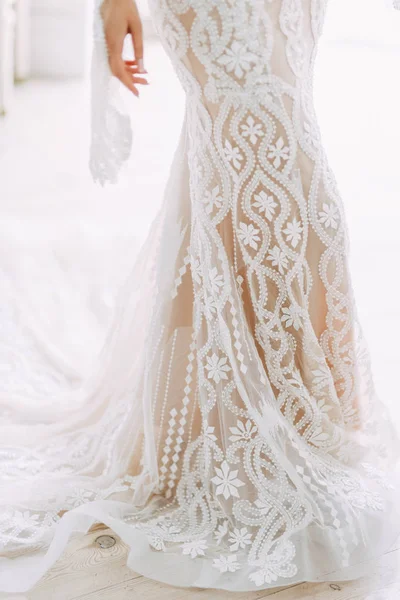 European Style Wedding Hotel Bride White Dress Interior Studio — Stock Photo, Image