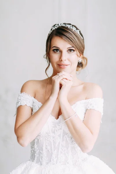 Stilvolle Hochzeit Europäischen Stil Auf Dem Flur Glückliche Braut Hotel — Stockfoto