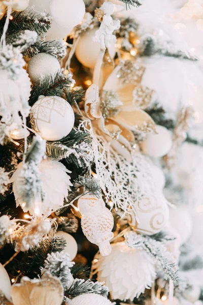 Árbol Navidad Juguetes Para Nuevo Año Decoración Navidad Colores Cálidos — Foto de Stock