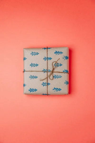 Σετ Κουτιών Ροζ Φόντο Δώρα Συσκευασία Kraft Κορδέλα — Φωτογραφία Αρχείου