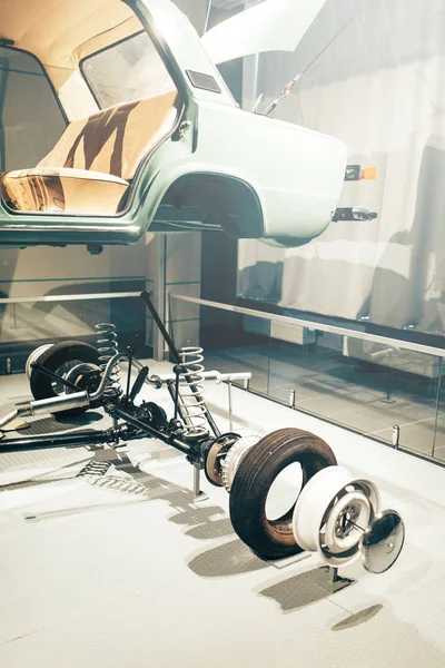 Cabine Exposição Museu Com Detalhes Carro Motor Carro Está Estado — Fotografia de Stock