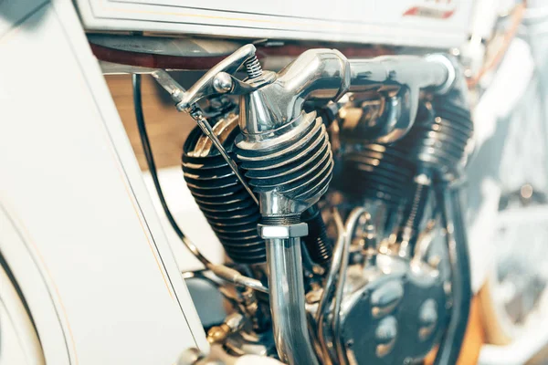 Engine Metal Structures Bike Museum Details Old Retro Motorcycle 20Th — ストック写真