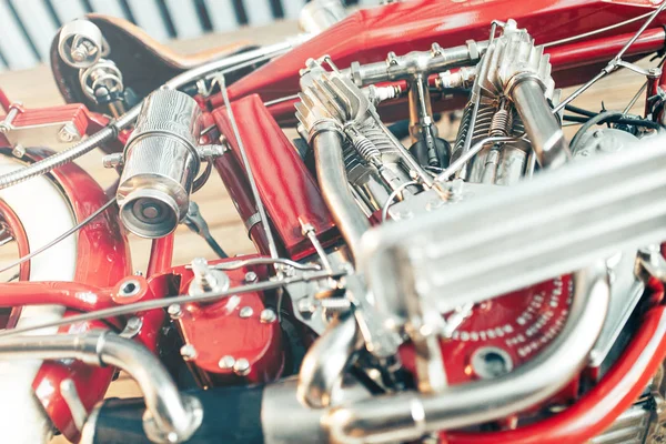 Engine Metal Structures Bike Museum Details Old Retro Motorcycle 20Th — 图库照片