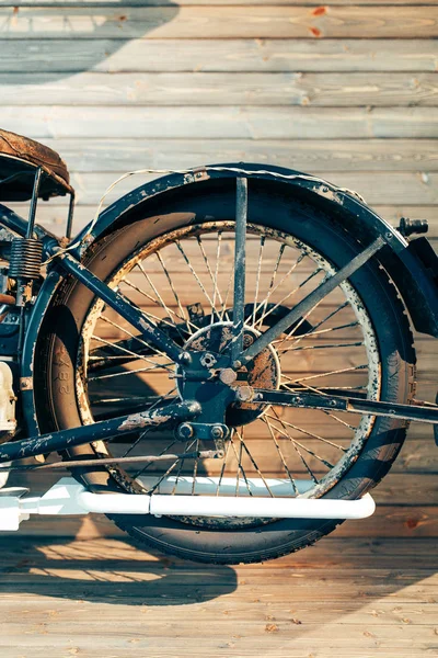 Silnik Konstrukcje Metalowe Roweru Muzeum Szczegóły Starego Motocykla Retro Wieku — Zdjęcie stockowe