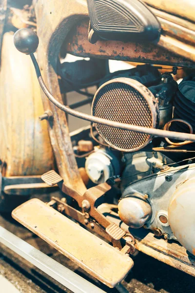 Engine Metal Structures Bike Museum Details Old Retro Motorcycle 20Th — ストック写真