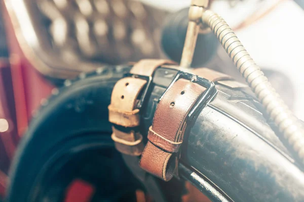 Headlights Steering Wheel Car Varnishing Museum Details Old Retro Car — ストック写真