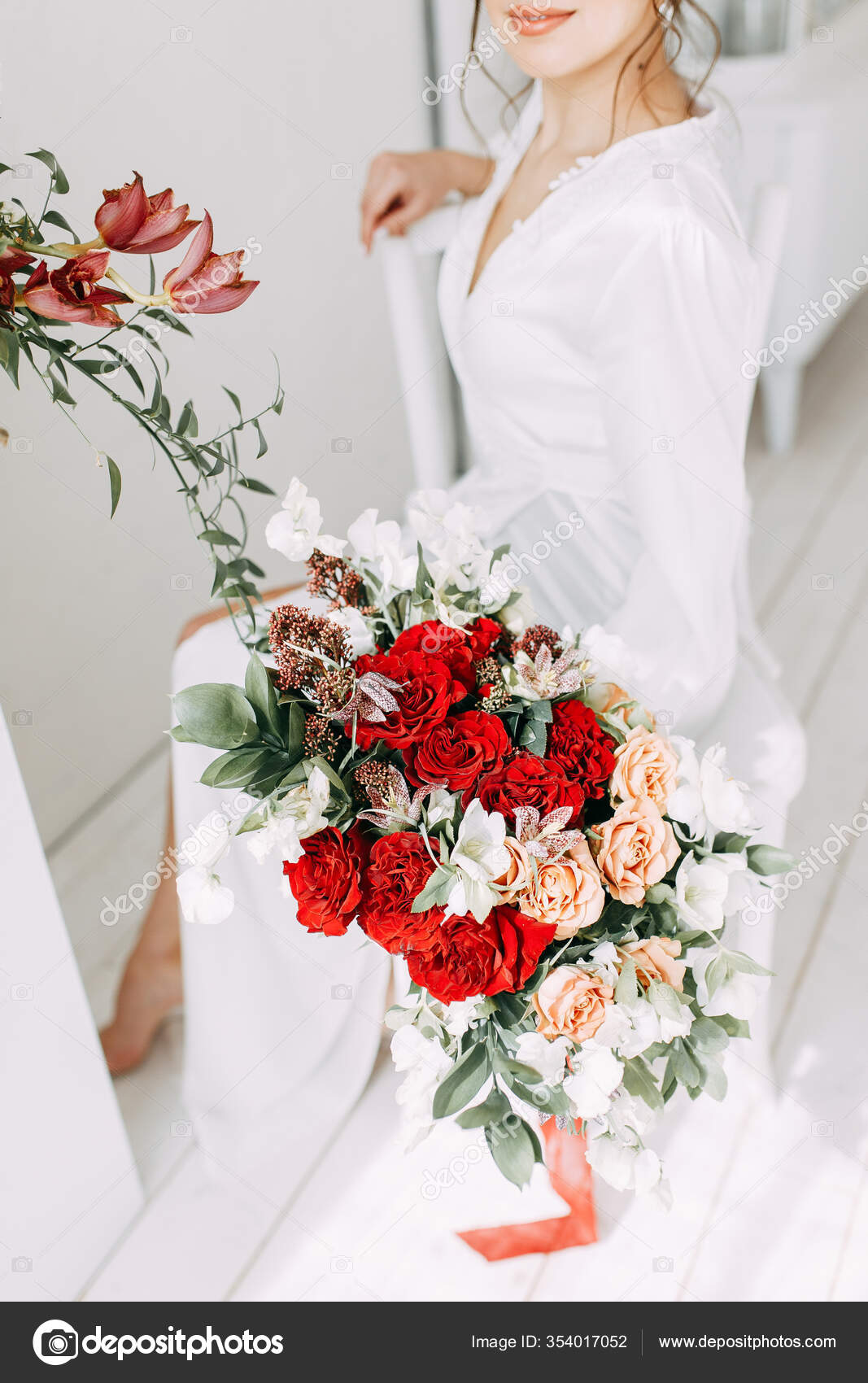 Modern Trends Wedding Bouquets Bride Bouquet Red Roses Empty Background Stock Photo Image By C Pavelvozmischev 354017052