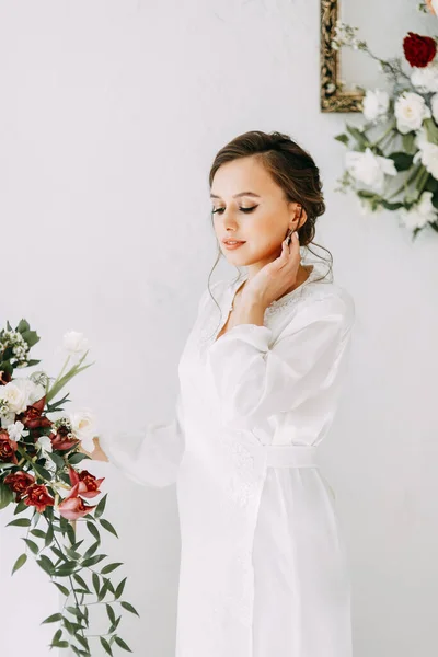 Decoración Boda Roja Rosas Retrato Novia Estilo Las Bellas Artes —  Fotos de Stock