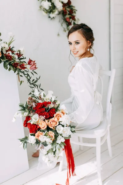 Decoración Boda Roja Rosas Retrato Novia Estilo Las Bellas Artes —  Fotos de Stock