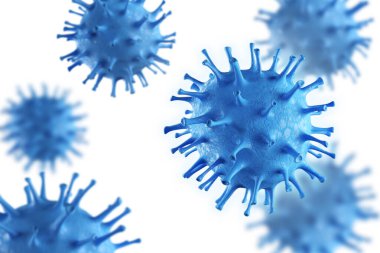  Kandaki virüs molekülleri. Makrodaki bir koronavirüsün 3 boyutlu çizimi.