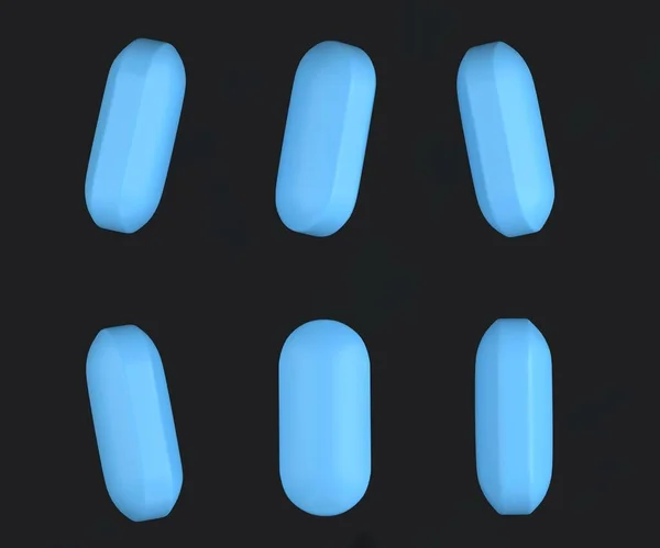 異なる側面からの薬 空の背景に青い丸薬 — ストック写真