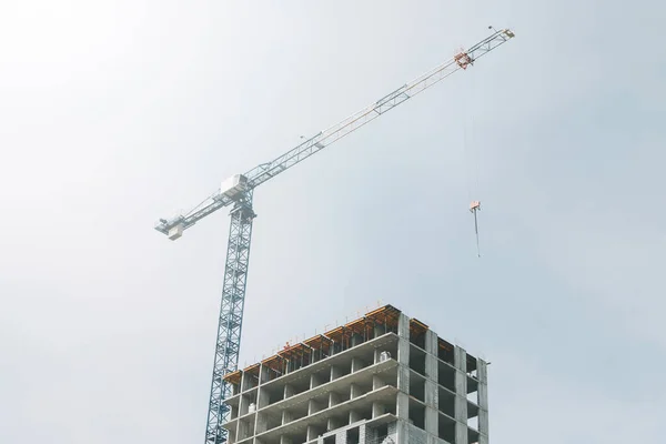 Grúas Construcción Edificios Gran Altura Construcción Pavimentos Construcción Edificio Hormigón — Foto de Stock