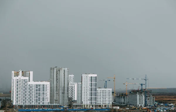 Bau Moderner Hochhäuser Phasenweise Bauten Winter — Stockfoto