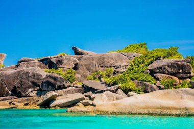 Andaman Denizi. Deniz kenarı taş