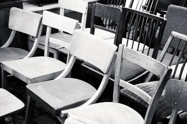 Furniture. Vintage retro chairs on the street