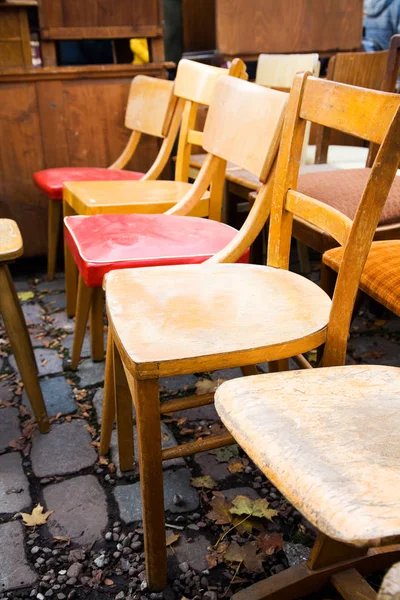 Furniture. Vintage retro chairs on the street