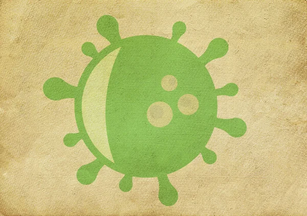 Farbdruck Des Coronavirus Bildes Auf Altem Gelbem Papier Mit Textur — Stockfoto