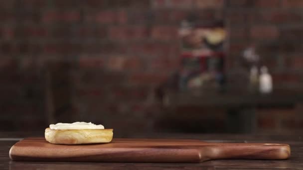 Burger Build Hamburguesa Queso Azul Res — Vídeo de stock