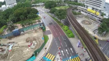Kuala Lumpur - Malezya - MERDEKA Kare: LRT Tren Rayları ve Yolu 'na Doğru İlerleme - Üst Açı