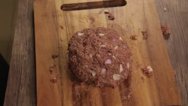Mistura Carne Bovino Patty Raw — Vídeo de Stock