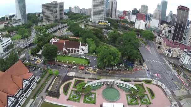 Κουάλα Λουμπούρ Μαλαισία Merdeka Square Flying City Roads Greenry — Αρχείο Βίντεο