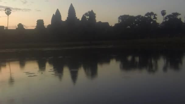 Cambodia Siam Reap Asia Timlapse Beautiful Angkor Wat Sunrise Pan — стокове відео