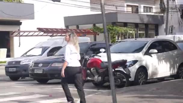 Conduire Sur Route Principale Dans Ville Sao Paulo Angle Latéral — Video