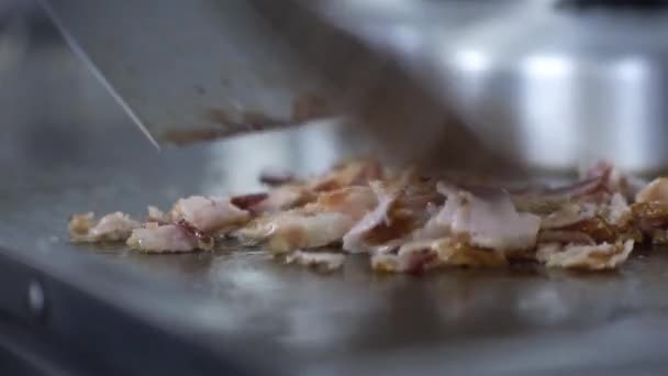 Bacon Cottura Silver Griddle Angolo Laterale — Video Stock