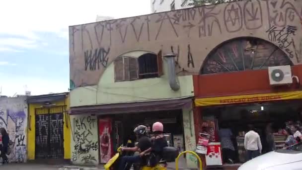 Compilação Tiros Rua Cidade São Paulo Carro Movimento — Vídeo de Stock