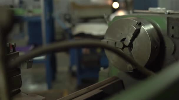 Grunge Steel Bar Cutter Machine Slider Moving Away — Stock Video
