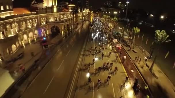 Kuala Lumpur Maleisië Merdeka Square Flying Top Shots Cycle Race — Stockvideo