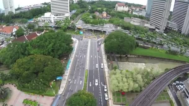 Kuala Lumpur Malásia Merdeka Square Sobrevoando Estrada Cidade Com Carros — Vídeo de Stock