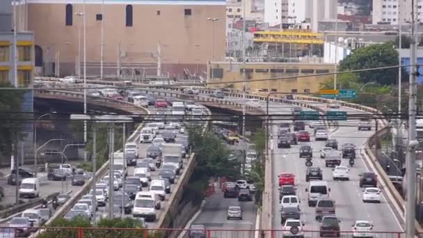 São Paulo Estradas Cidade Cheia Tráfego — Vídeo de Stock