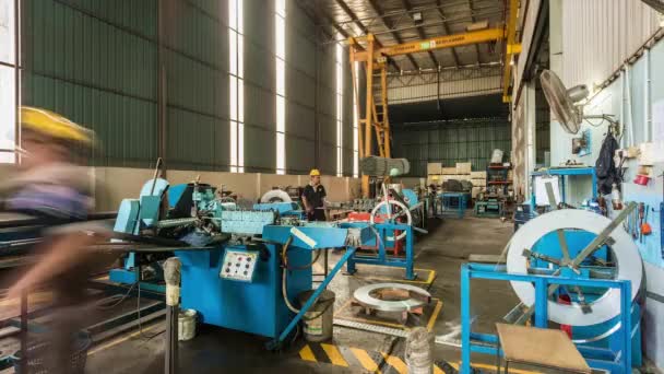 Yellow Safety Cap Workers Machines Timelapse — Stock video