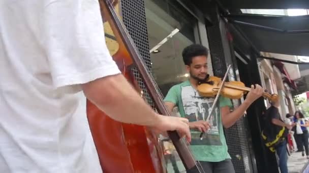 Keveréke Utcai Lövések Liberdade Környéken Sao Paulo — Stock videók