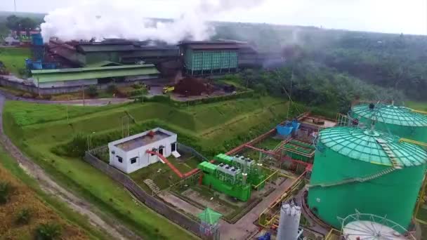 Top View Palm Oil Plantation Factory Aerial Movendo Para Baixo — Vídeo de Stock