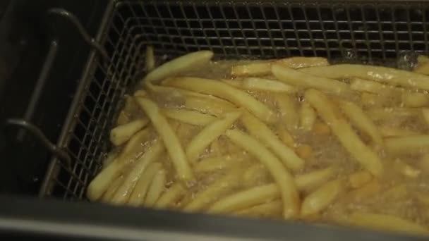 法式油炸薯条 油炸法式油炸薯条 泛左向右 — 图库视频影像