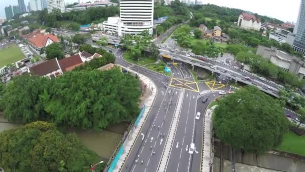 Kuala Lumpur Malásia Merdeka Square Sobrevoando Estrada Cidade Com Carros — Vídeo de Stock