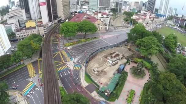 Kuala Lumpur Malásia Merdeka Square Sobrevoando Trem Estrada Lrt — Vídeo de Stock