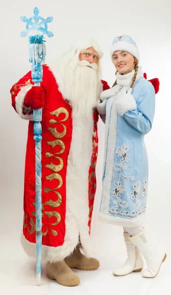 サンタ クロースと雪の乙女 — ストック写真