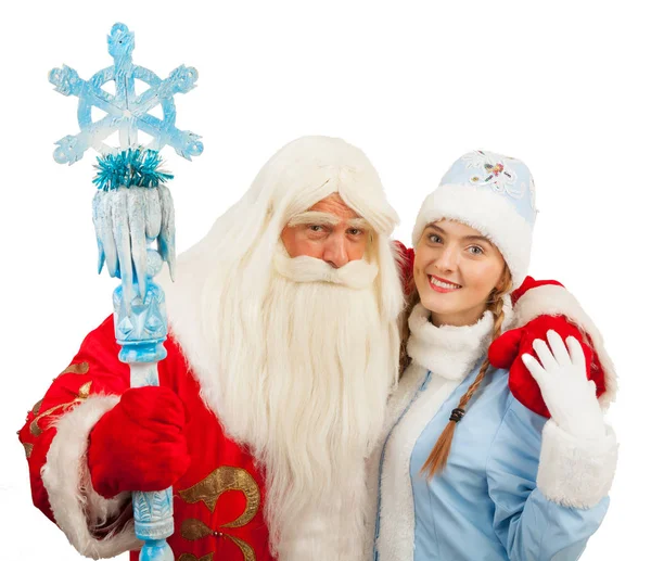 Santa claus i śnieg panieńskie — Zdjęcie stockowe